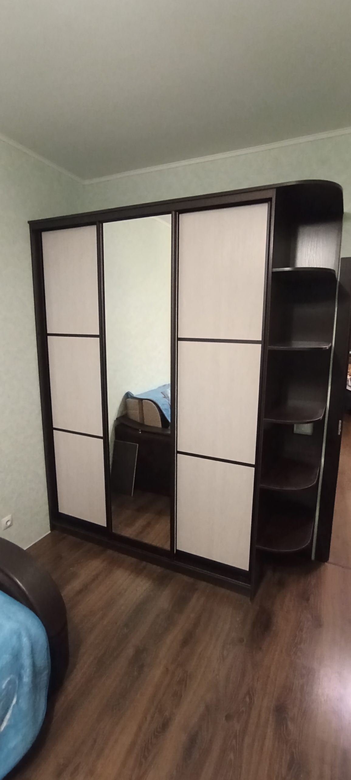 Шкаф купе с радиусными полками сбоку